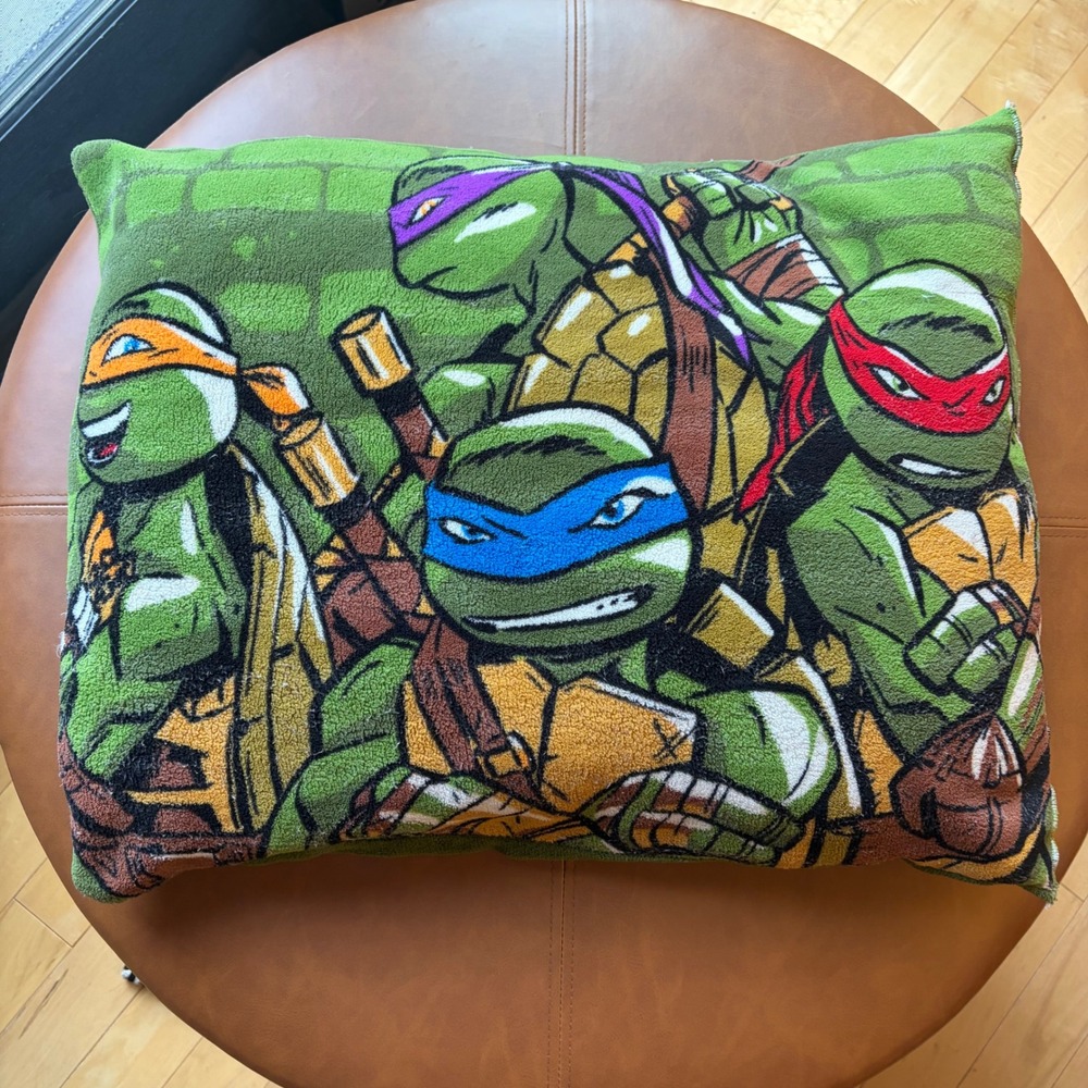 Vintage TMNT Nickelodeon Cowabunga Ninja Turtles Pillow 90s Y2K Green 20x24